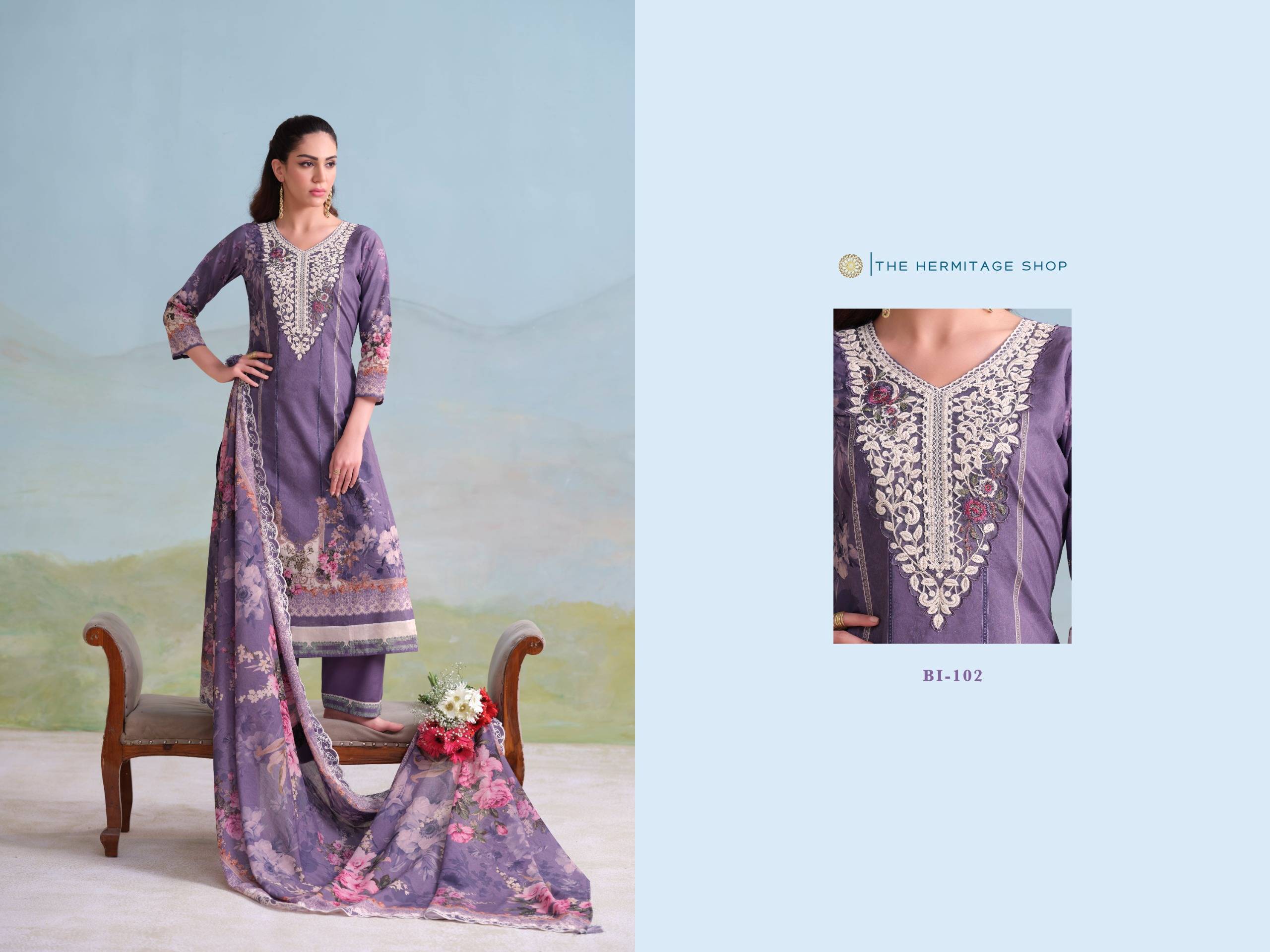 BINSAEED ORIGINALS by  THE HERMITAGE SHOP 101 To 104 Series Pakistani Stylish Beautiful Colourful Printed GIZA LAWN Dresses At Wholesale Price